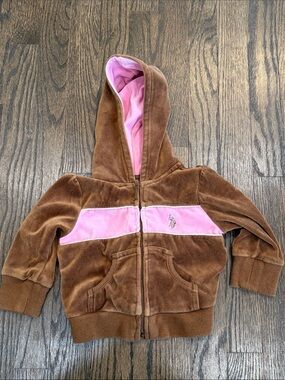 U.S. Polo Assn. Brown and Pink Velvet-Look Hooded Zip Jacket